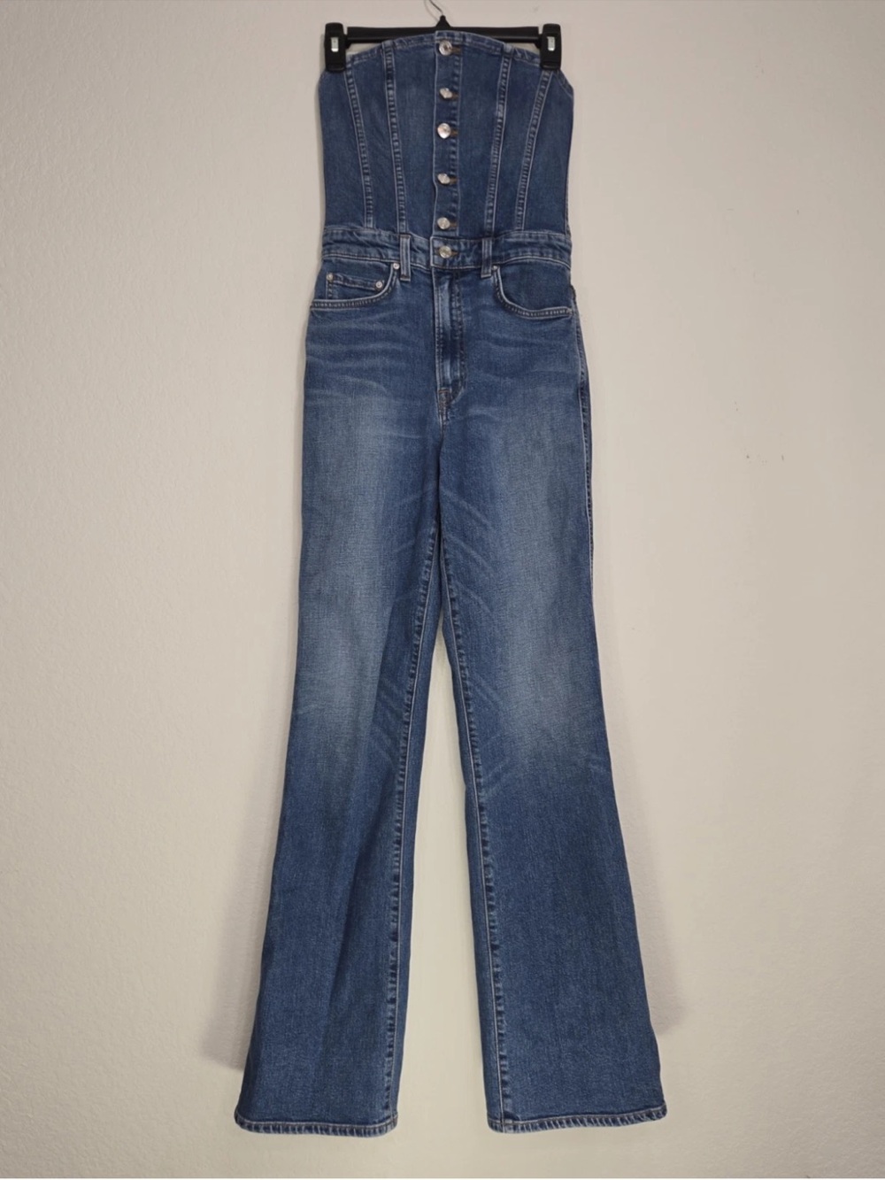 GRLFRND Heidi Strapless One Piece Denim Jumpsuit Size 25 Womens